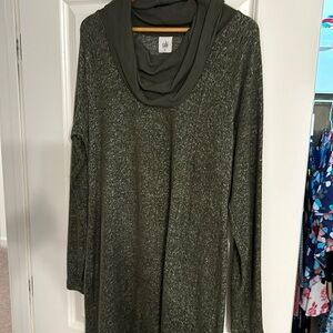 Cabi Olive Green Sweater Dress w/ cowl neck